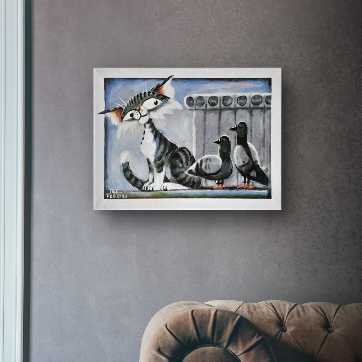 Cat Among the Pigeons - Original Artwork by TET.